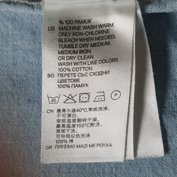 Size S 34½-36¼" Collar 41.5cm Denim Slim Fit Shirt - Picture 11 of 11